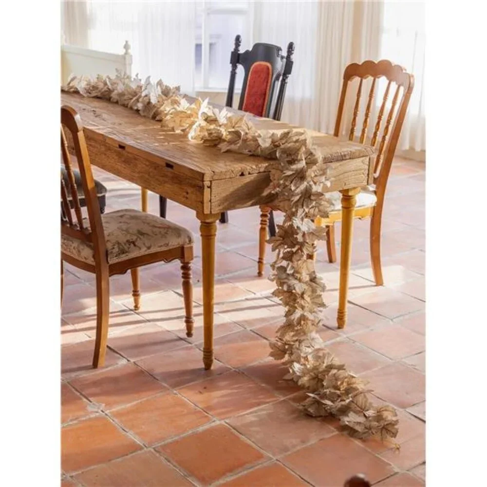6PCS Beige Fall Maple Leaves Garland, 5.6Ft Artificial Maple Leaf Autumn
